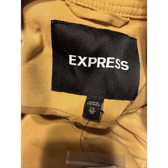 express New women's Solid mustard yellow Rayon trench coat Jacket Xs $128 - Picture 2 of 5